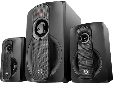 Altavoces 2.1 HIDITEC H400 Black Edition 80W | CONEXION Bluetooth, USB, Tarjeta Memoria | Musica, PELICULA, Juegos, Radio FM | Control Graves | Mando A Distancia