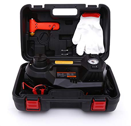 ROGTZ 5T Elektrischer Hydraulischer Wagenheber – 4-in-1 Multifunktionales Autoheber-Set mit integrierter Luftpumpe, LED-Licht und Reifendruckmesser, ideal für SUV, PKW & LKW