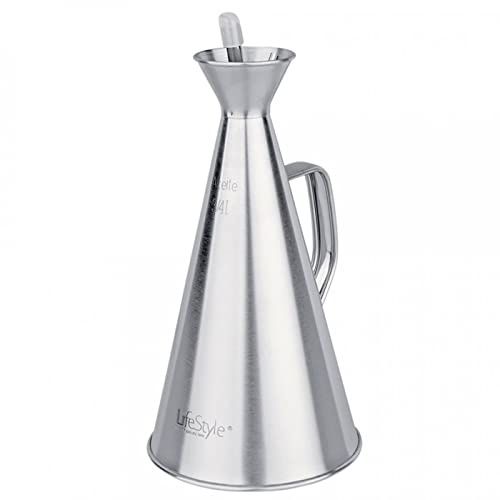 Tradineur - Oliera Azzayt in acciaio inox con tappo a versamento con beccuccio antigoccia, dosatore ricaricabile di olio, aceto, condimento, 750 ml