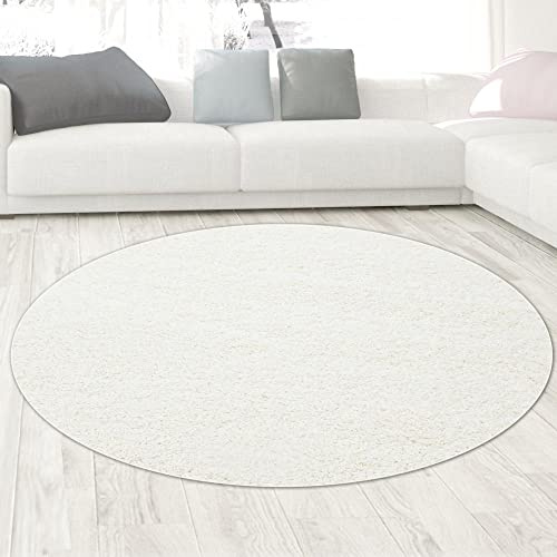 CARPETIA Spaghettimatta gosig varm i gräddvit storlek 80 cm rund