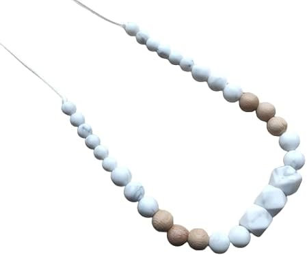 Collier allaitement portage FAIT MAIN en France, blanc marbré