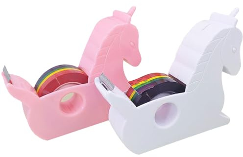 Operitacx 2Er Set Einhorn Klebebandspender Mit Präzisem Bandschneider Cartoon Tape Halter Für Büro Schule Und Bastelarbeiten Kompakt 3.58X3.35X1.02In