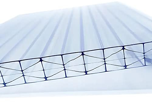 AtHaus® Polycarbonat Hohlkammerstegplatten - 200 Maße zur Auswahl | 1210 x 697-10mm Stärke | UV-beständigen (Transparent)|stoßsicheren Doppelstegplatte Gewächshausplatte Stegplatten