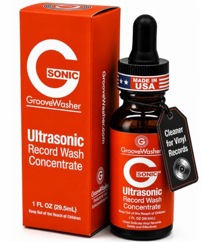 GrooveWasher G-Sonic - Detergente concentrato per dischi in vinile ad ultrasuoni, detergente professionale per dischi in vinile, compatibile con macchine per la pulizia dei dischi, detergente sicuro