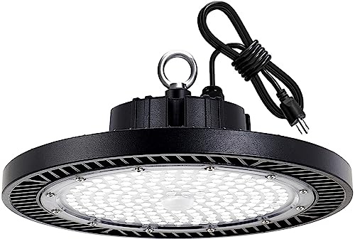 Gugsey LED High Bay Light, 200W 28000lm 5000K High Bay Led Shop Light with Plug 5' Cable and Hook Ring, UFO High Bay Led Lights for Garage Gym Warehouse Workshop