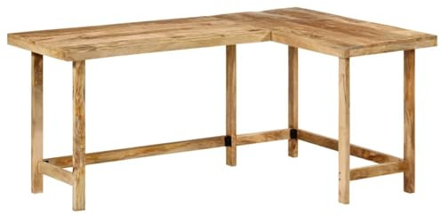 vidaXL Skrivbord 165x110x75 cm massivt mangoträ, datorbord, träskrivbord, arbetsbord, hörnskrivbord, skrivbord i massivt trä, skrivbord