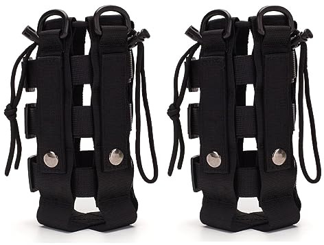 HOUSON 2PCS Taktische Flaschenhalter, Nylon Trinkflaschenhalter Rucksack Flaschenhalter Militär Trinkflasche Beutel für Wandern Fahrrad Laufen Camping Schwarz