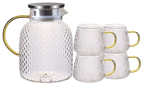 Brocca Acqua Bottiglia di acqua fredda martellata con la tazza Acqua Pitcher Ambientazione esterna Teiera resistente al calore della famiglia Set for il succo BEVANDE DELL'ACQUA DEL GLI Caraffa Acqua