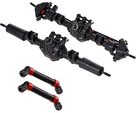Karlak Eje delantero rc, eje completo recto delantero y trasero con 2 ejes de transmisión de metal para 1/10 RC Crawler Axial SCX10 II 90046 90047