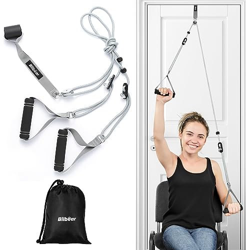Entrenador de hombro polea sobre la puerta para fisioterapia,Polea de ejercicio para rehabilitación de manguito rotador,Sistema de poleas sobre la puerta para ejercicios de brazos y hombros,Gris