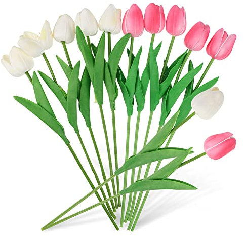 Zerodeko 10 STK Simulation Tulpe Grüne Sträucher Seidenblumen Blumenmittelstücke Frühlingsdeko Für Zu Hause Blumendekor Rosa Tulpen Künstlich Blumensträuße Draussen Tulpenstrauß Braut Pu