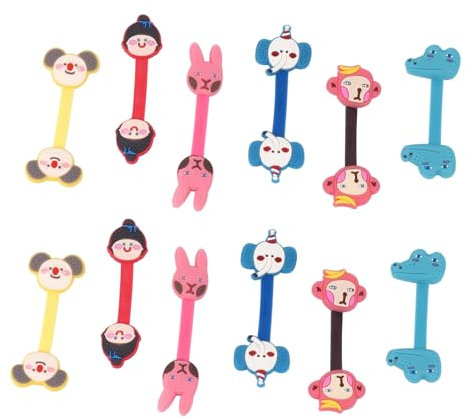 HEMOTON 12pcs Adorable Cartoon Animal USB Cable Holder and Earphone Wire Organizer Reusable Cable Ties for Home and Office Cord Management Random Color Random Style