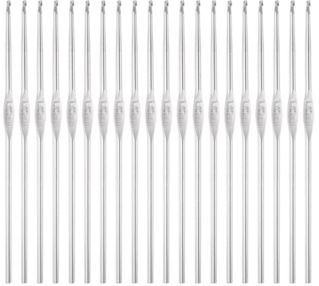 uxcell 20Pcs Crochet Hook Stainless Steel 1.4mm US Size 9 Metal Knitting Needles for DIY Craft Lace Yarn