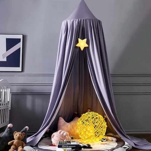 Odot Betthimmel Babybett, Skandinavischer Stil Betthimmel Mädchen und Jungen Himmelbett Vorhänge Kinder Baldachin Kinderzimmer Rund Hängende Princess Moskitonetz für Babyzimmer (65cm,Violett)