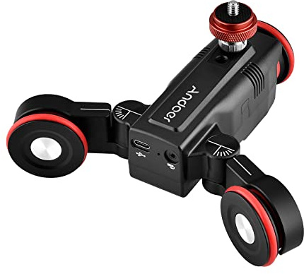 Camnoon Camera Video Auto Dolly 3-Wheels Motorized Slider Dolly Car Mobile for DSLR ILDC Camera Camcorder Sports Camera Mobile Phone