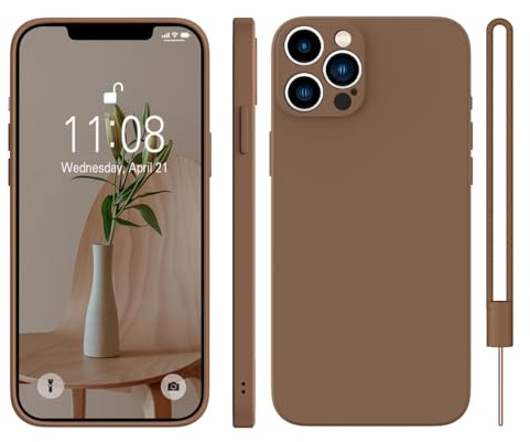 KPPIT for iPhone 13 Pro Case Silicone,for iPhone 13 Pro Phone Case Shockproof Cover with Microfiber Lining,Silky-Soft Touch Full-Body Protective 6.1 inch(Brow) Brown