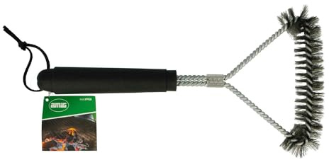 Amig - Cepillo de Limpieza Fireplus para Barbacoa - Cepillo de Acero Inoxidable- Utensilio para Limpiar Parrillas y Planchas - Accesorio para Limpiar Barbacoas - Longitud: 30,5 cm