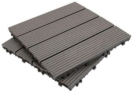 Interlocking Outdoor Floor Tiles, Plastic Wood Floor Tiles Outdoor Flooring, Balcony Poolside Backyard Patio Flooring(Light grey)