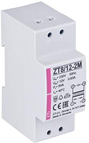 Klingeltrafo ETI ZT8/12-2M Transformator 12V AC / 0,63A > 002411011