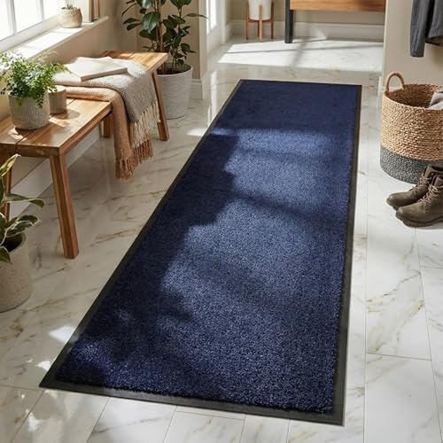Rugs Inn Twist Rubber Doormat– Outdoor & Indoor Heavy Duty Non-Slip Door Mat for Kitchen Garden, Inside & Outside Floor Mats, Waterproof and Dirt Trapper Entrance Mats (Navy, 60x90 cm)