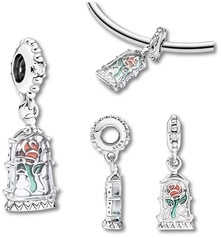 JOME Charm en Plata 925 | Inspirado en el Mundo Mágico de Disney | Compatible con Pulseras Europeas (Rosa Encantada)