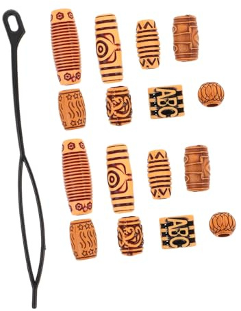 SAFIGLE 40stücke Holzperlen zum Flechten von Dreadlocks Lose Perlen für Haarschmuck Flechtaccessoires für Zöpfe Haarschmuck für Schwarze Frauen Perlen zum Basteln von Dreadlock-accessoires