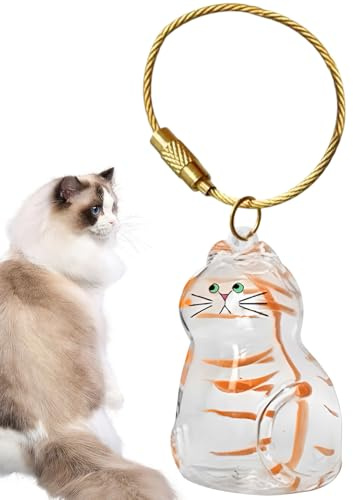 Bouteille de rangement de poils de chat, porte-clés pour récupérer les poils de chat et de chien, chats transparents chats bouteille de rangement, portable pendante de rangement de cheveux mignons
