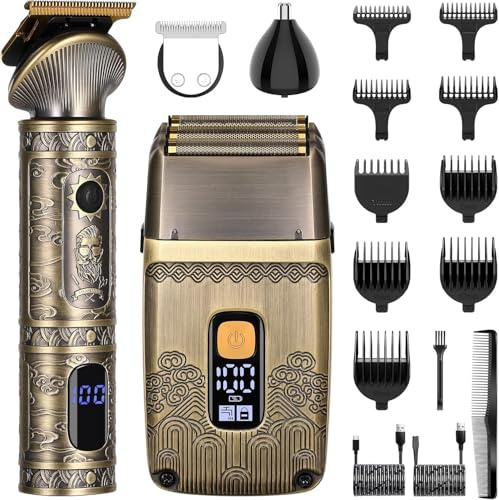 Surker Cortapelos de Precisión T-Blade y Maquinillas Eléctricas para Hombres - Cortabarbas de Láminas - Kit de Aseo Masculino con Triple Cuchilla - Inalámbrico