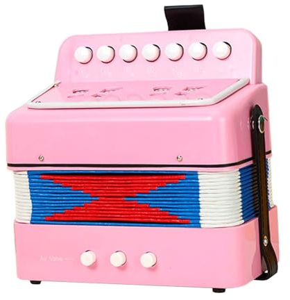 Luwecf Kinderakkordeon Musikspielzeug Anfängerinstrument Mini Ziehharmonika Aus Robustem PP Material für Langen Als Geschenk für Kinder Zum Geburts, Rosa