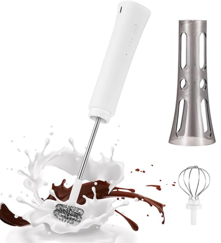 à mousse de lait – Fouet électrique portable pour latte, cappuccino, | Mélangeur à main en acier inoxydable avec support, créateur de mousse rapide pour les amateurs de, gadget de