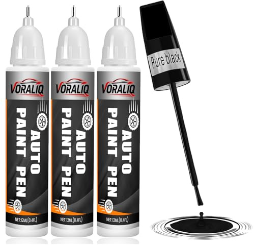 Touch Up Paint for Cars, 3-Pack - Black Car Scratch Repair Pen, Color Accurate Automotive Touch Up Paint, Long-Lasting Scratch Resistance, Fast-Drying & User-Friendly, Safe & Water-Resistant for Automotive & Household Touch-Ups