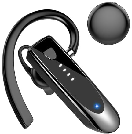 Bluetooth Headset Wireless Freisprech Telefon mit headset mikrofon Freisprech-Bluetooth-Ohrhörer mit 20 Std Sprechzeit, 180 Std Standby , handy headset für Business/Büro/Autofahren, Tiefschwarz