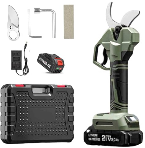 Forbici Elettriche Professionali da Potatura a Batteria, Motore Brushless da 6,0 Ah 21 V con Display LCD e Lame SK5, Asta Telescopica Estendibile Fino a 2,6 m, Apertura a Forbic 4.0Ah Single Electric