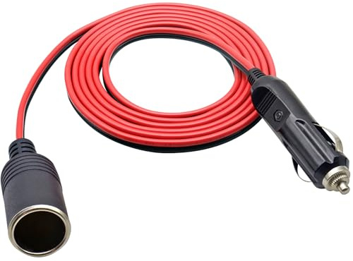 HCFeng 16AWG, 15A Cigarette Lighter Extension Cable 12V/24V Car Extension Cord, Male to Female Cable for Car Vehicle Tire Pump Refrigerator Car Vacuums Coffee Maker etc. [2m/6.6ft]