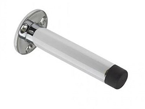 Quality Wall Mounted Skirting Door Stop With Face Fix Rose 80mm Projection ZAB09B (Polished Chrome)