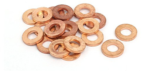 sourcing map Flache Unterlegscheiben Kupfer 20 Stk 6x12x1.5mm Dichtung | Gewicht: 26g, Anwendungen: Ölwannenstopfen, Wasser-/Kraftstoff-/Hydraulikarmaturen, Chemieanlagen