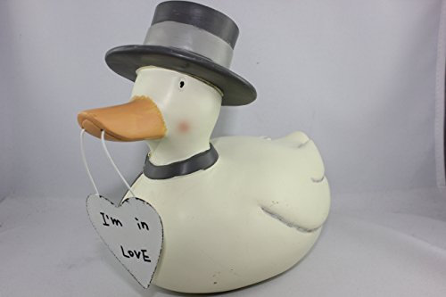 Baden Badeente mit Zylinder I'm in Love, 2 Stück, Größe: 20 x 16 cm, Mehrfarbig