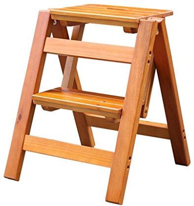 Tritthocker Klappstufen Hockerleiter Holz Multifunktionale 2 Schicht Massivholz Schritt Hocker Erwachsenen Möbel für Küche Wohnzimmer Schlafzimmer Badezimmer (Farbe : Weiß)