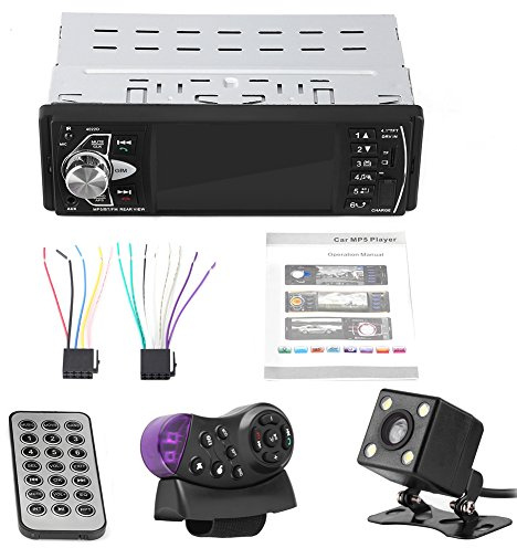 Car MP5 Player Kit, 4.1 Inches TFT HD Bluetooth Car MP5 Player Car Stereo Single Din FM Radio Player FM Radio AUX TF USB Remote Control, 4022D (With Camera) auto mp5 player