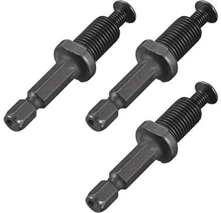 sourcing map Drill Chuck Adapter 3/8-24UNF Thread Keyless Drill Chuck Adapter Hex Shank for Impact Driver 3pcs
