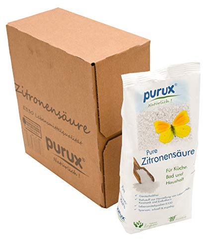 Purux Zitronensäure Pulver 850g, Lebensmittelqualität, gentechnikfrei | Lebensmittelqualität, gentechnikfrei