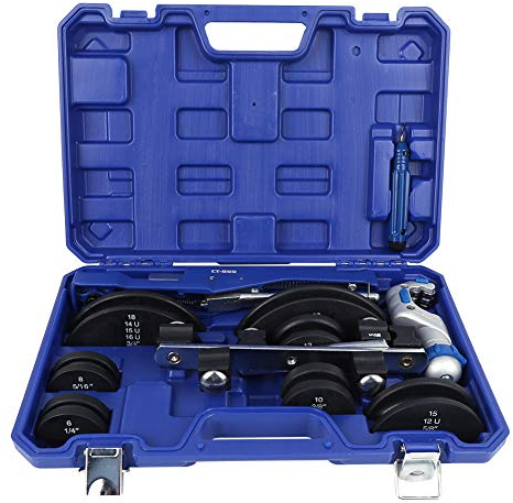DSZH CT-999 Biegemaschine Rohrschneider Mechanische Ratsche Bogen-Typ mit Faserrad 6-22 mm Handwerkzeug mit Tragebox, Rohrbieger