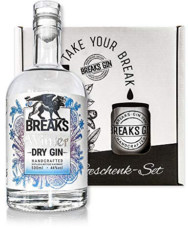 Breaks Gin WINTER Gin Edition | Gin mit wärmenden Adventsaromen & 15 winterliche Botanicals I Handcrafted in Deutschland I Geschenkset mit Tasse und 0,5 L Gin