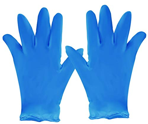 qiaoxiahe Blaue Einweg-Latexhandschuhe, Schachtel mit 50 Paaren, Geschirrspülmittel Gartenhandschuhe aus Gummi, Super flexibel (Medium, Blau)