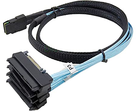 Cablecc Mini SAS SFF-8087 Host a 4 SFF-8482 Target SAS Hard Disk e SATA Cavo di alimentazione 50 cm