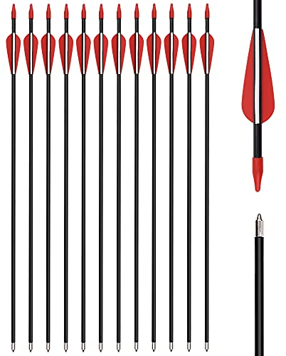 Elong 12 Stück Fieberglaspfeile Pfeile für bogenschießen 28 Zoll Kinderpfeile Jugendpfeile für Recurvebogen Sportbogen Bogenschiessen Kinder Spiel Pfeile Outdoor Zielschießen