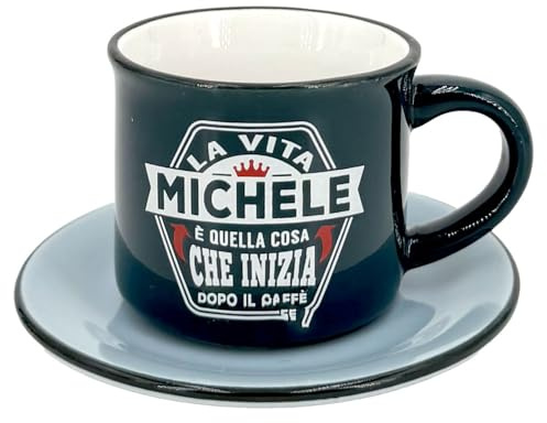 CLEARCO Tazzina da caffè in gres porcellanato personalizzata con piattino - Michele