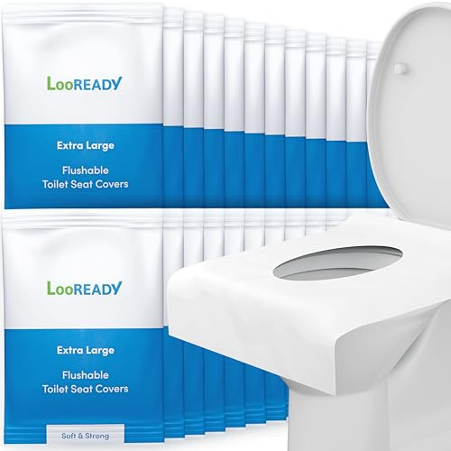 Toilet Seat Covers Disposable Flushable - Extra Large (18 x 22”) - Super Thick, Individually Wrapped Toilet Seat Cover for Travel & Public Bathroom - Premium Quality, Convenient and Hygienic (30 Pack)