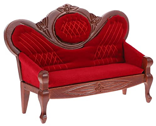 STOBOK Mini Puppenhaus Sofa Puppenhaus Möbel Sofa Vintage Braune Sofastuhl für DIY Puppenhausdekoration