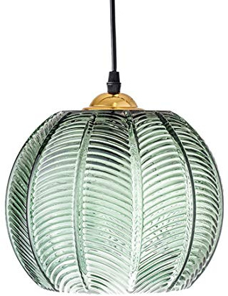 Lámpara colgante de cristal Pantalla verde Iluminación de techo moderna Lámpara Art Deco de cristal Sala de estar Comedor Dormitorio Salón Isla de cocina Lámpara colgante interior Accesorio (22CM)
